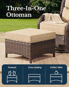 HILLGA Luxury Patio Furniture Set with 6-inch Thick Cushion, Outdoor Couch and High Back Swivel Rocker Patio Chairs, 6PCS Wicker Conversation Set for Deck Yard and Poolside, Beige (V2)