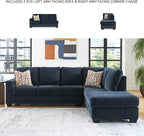 Signature Design by Ashley Aviemore Casual L-Shaped 2-Piece Sectional with Chaise for Living Room, Blue