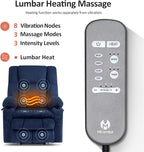 MCombo Dual Motor Large Power Lift Recliner Chair for Elderly, Lay Flat Lift Chair with Heat and Massage, Big Lift Recliner for Tall People, Cup Holders, Fabric 7896 (Large, Navy Blue)