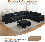 L-Shape Cloud Modular Sectional Sofa Couch,Modern Boneless Sectional Couch with Deep Seat,Upholstered Couches for Living Room Bedroom,No Assembly Required,Black