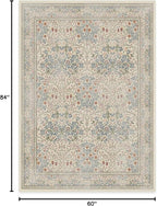RUGGABLE x Morris & Co Washable Area Rug – Blackthorn Ivory Blue 5x7, Stain-Resistant, Non-Slip – Medium Machine Washable Rugs for Living Room, Bedroom, Hallway, Entryway & Office–with Standard Pad