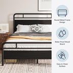 Allewie Queen Size Platform Bed Frame with Wooden Headboard and Footboard, Heavy Duty 13 Metal Slats Support, Under-Bed Storage, No Box Spring Needed, Noise Free, Easy Assembly, Black Oak