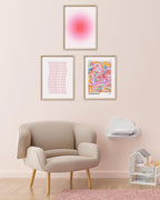 Framed Abstract Pink Canvas Wall Art,Retro Gradient Canvas Wall Decor,16x12IN High Framed Wood Design Print,Minimalist Classic Décor Aesthetic for Living Room,Bedroom,Bathroom Set of 3