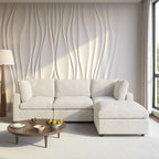 Cloud Sectional Couches for Living Room,100.5" Convertible L Shaped Couch with Ottoman, 4 Seater Modular Sectional Sofa,Deep Seater Furniture Sets,Beige