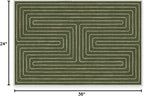 RUGGABLE x Jonathan Adler Machine Washable Modern Area Rug – Labyrinth Fern Green 2x3, Stain-Resistant, Non-Slip – Small Rugs for Living Room, Bedroom, Hallway, Entryway & Bathroom–with Standard Pad