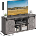 VASAGLE TV Stand for TVs up to 65 Inches, Farmhouse Entertainment Center with Sliding Barn Doors, TV Console Table for Living Room, Misty Gray ULTV324G68