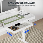 FLEXISPOT 55" White Electric Standing Desk with Drawers, Quick Assembly Home Office Sit Stand Desk with Storage, USB Charging, Computer Desk for Home Office (White Top + Adjustable Frame, Comhar)