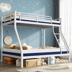 soges Twin Over Full Metal Bunk Bed Set with 6" Mattresses Included, All-in-One Bunk Bed for Adults, Heavy Duty Sturdy Bed Frame with Memory Foam Mattress, No Box Spring Needed, White