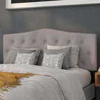 BizChair Arched Button Tufted Queen Size Headboard in Light Gray Fabric