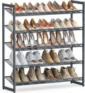 SONGMICS Shoe Rack, 5-Tier Shoe Organizer, Metal Shoe Storage for Garage, Stackable Shoe Shelf, with Adjustable Flat or Angled Shelves, 20-25 Pairs, Charcoal Gray ULMR05GB