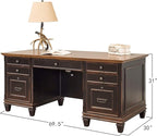 Martin Furniture Hartford Double Pedestal Shaped Desk, Brown - Fully Assembled