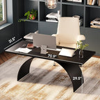 homary 70.9" Industrial Executive Desk, Black Top Desk Modern Home Desk with Arched Design Legs for Study, Office, Home Office