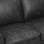 Living Room Furniture Sets,Mid-Century Vintage Sofa Couches with Rivet Design (Grey, Single+Loveseat)
