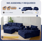 MAXYOYO Sectional Sofa Couch and Chaise Lounge, L Shaped Modern Cloud Couch with Ottoman, Comfy Sofa with Layered Cushion, Tufted Upholstered Sleeper Chair for Living Room, No Assembly Required