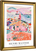 Wieco Art Large Framed Wall Art View of Collioure 1905 by Henri Mattise Abstract Colorful Art Matisse Posters Canvas Prints for Wall and Home Office Decorations Bronze Gold Frame