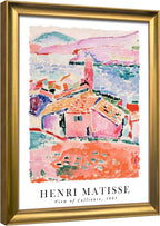 Wieco Art Large Framed Wall Art View of Collioure 1905 by Henri Mattise Abstract Colorful Art Matisse Posters Canvas Prints for Wall and Home Office Decorations Bronze Gold Frame