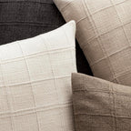 Foindtower Set of 2 Decorative Linen Check Throw Pillow Covers Neutral Long Body Lumbar Cushion Covers Farmhouse Vintage Home Decor for Sofa Chair Couch Bedroom Living Room,14×36 Inch,Natural Linen