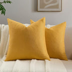 FUTEI Mustard Yellow Chenille Throw Pillow Covers 24x24 Inch Set of 2,Soft Wide Chevron Textured European Pillow Shams,Farmhouse Home Decor for Couch Bed Living Room