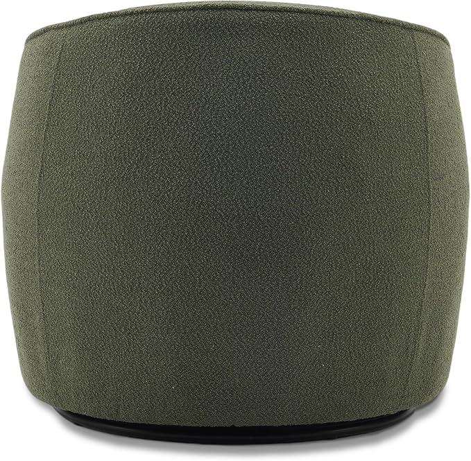 Swivel Accent Chair, Modern Upholstered Boucle Barrel Arm Chairs with Pillow for Living Room, 360 Degree Round Swivel Sherpa Armchair with Round Base for Bedroom Club (1, Green)