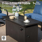 PHI VILLA Patio Furniture with 1 x 45 Metal FirePit Table, 1 x 3-Seat Wide Deep Seating Bench, 2 x Swivel Sofa Chairs & 2 Ottomans, 5.75" Thick Cushioned Outdoor Conversation Set for 5, Peacock Blue