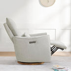 CHITA Swivel Rocker Recliner Chair, Power Nursery Glider Recliner, Nursery Rocking Chair with Adjustable Power Headrest, FSC Certified, Solid Wood Base, Crockery (Gray)