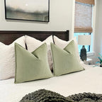 ZWJD Sage Green Pillow Covers 20x20 Set of 2 Chenille Throw Pillow Covers with Elegant Design Soft and Luxurious Decorative Throw Pillows for Couch, Bed, and Home Decor
