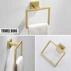 YACVCL 5 Piece Bathroom Hardware Set Brushed Gold, SUS304 Stainless Steel 23.6 Inch Bathroom Towel Holder Set, Brushed Gold Bathroom Accessories, Wall Mounted Towel Holder Set