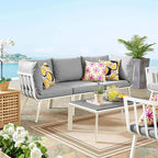 Modway Riverside Outdoor Furniture, 3-Piece Set, White Gray