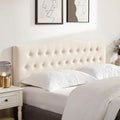 Tufted Upholstered Headboard King Size, Sturdy and Durable Solid Wood Bed headboard, Fabric Headboard Adjustable Height from 37” to 51”, Modern Button Diamond Design Head Board, Beige