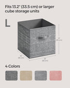 SONGMICS Storage Cubes, 13 x 13 x 13 Inches Non-Woven Fabric Bins with Double Handles, Set of 8, Closet Organizers for Shelves, Foldable, for Clothes, Cattail Gray UROB833G01