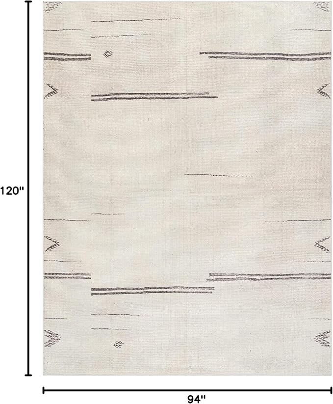Livabliss x Becki Owens Rivi Moroccan Area Rug , 7'10" x 10', Cream/Charcoal