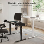 EUREKA ERGONOMIC Standing Desk, 72" Electric Adjustable Height Desk,Wing Shaped Computer Desk Large Music Studio Table, Dual Motor&Slot, Maple