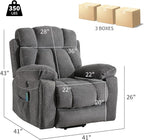 Large Power Lift Recliner Chair with Massage and Heat for Elderly, Wide Padded Recliner with 2 Cup Holders, Side Pocket & USB Charger(1, Dark Gray)