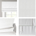 Madison Park Galen Cordless Roman Shade, 23"W x 64"H, Sheen White – Room Darkening, Thermal Insulated, Energy Efficient Window Blind with Subtle Sheen Basketweave Fabric for Privacy