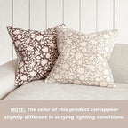 Foindtower Set of 2 Decorative Neutral Floral Throw Pillow Covers Accent Farmhouse Cushion Covers Boho Vintage Pillowcase for Couch Sofa Bedroom Living Room Home Decor,24×24 Inch,Ivory Beige