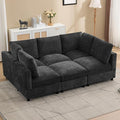 Modular Sectional Cloud Sofa Bed, 6-Seater Convertible Sofa Couch with Ottoman, Modern Deep Seat Sleeper Sofa for Living Room, Chenille Dark Grey