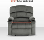 MCombo Oversized Dual Motor Power Lift Recliner Chair Sofa with Massage and Heat for Big Elderly People, Infinite Position, USB Ports, Fabric R7677 (Grey, Medium-Oversize)