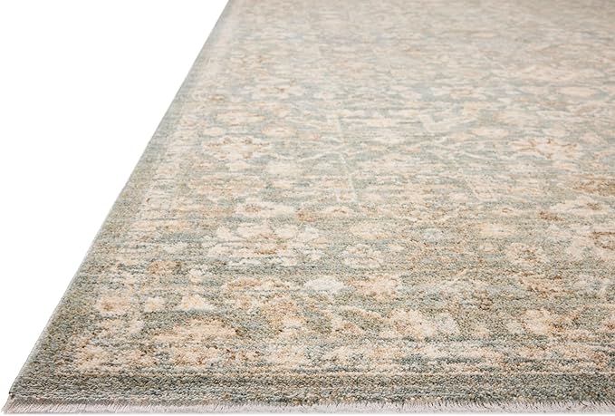 Loloi Chris Loves Julia Palma Collection PLM-05 Blue/Natural 6'-3" x 9'-6" Area Rug Vintage Style Boho Living Room Bedroom Carpet