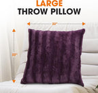 Cheer Collection Faux Fur Throw Pillows - Decorative Pillows for Couch, Bed Throw Pillows, Purple Accent Pillows for Bedroom or Living Room Aesthetic, Set of 2 Furry Throw Pillows, 22" x 22"