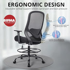 HYLONE 400lbs Drafting Chair,Adjustable High Back Computer Office Chair with Lumbar Support Standing Desk Chair Heavy Duty Big Tall Drafting Stool for Artists with Adjustable Footrest