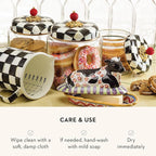 MACKENZIE-CHILDS Courtly Check Kitchen Canister, Decorative Black-and-White Glass Storage Jar with Lid, Small