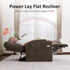 MCombo Lay Flat Dual Motor Power Lift Recliner Chair with Massage & Dual Heating, Arm Storage, Extended Footrest, USB A/C Ports & Cup Holders, Infinite Position for Elderly, Fabric LC002 (Brown)