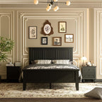 Scurrty Antique Style Wood Headboard Queen Size, Modern Headboard with Vintage Wood Frame, Bedroom Furniture (Black)