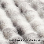 FUTEI Grey White Decorative Throw Pillow Covers 12x20 Inch Set of 2,Soft Fuzzy Faux Rabbit Fur Pillow Case with Raised Texture,Neutral Boho Home Decor for Couch Bed Living Room