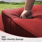 Luxury 6" Outdoor Cushions for Patio Furniture, 24x24x6" Thick Seat Cushion Set of 7, Fade Resistant Couch Chair Replacement Cushions High Density Deep Wicker Chair Cushion w/ Removable Cover, Red