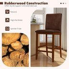 COSTWAY Counter Barstools Set of 2, 26 Inch Counter Height Stools with Upholstered Seat & Backrest, Armless High-Top Chairs with Rubberwood Legs for Kitchen Island, Dining Room, Pub