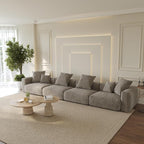 WJShome Modular Sectional Sofa Couch,181.1inch Oversized 4 Seater Couch, Upholstered with Corduroy Fabric Couches with 6 Pillows,Cushion Covers Removable& Washable