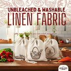 Linen Bread Bag – Reusable Linen Bags for Homemade Bread & Sourdough | Cloth Bags for Sourdough, Artisan Loaves, & Pastries | Unbleached Natural Fabric with Drawstring Closure, 3-Pack, 11 x 15"