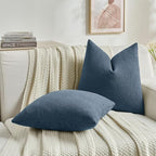 FUTEI Navy Blue Decorative Throw Pillow Covers 22x22 Inch Set of 2,Soft Cozy Wheat Ear Striped Patterns Cushion Cases,Modern Home Decor for Couch Bed Living Room