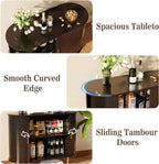 DHH Storage Cabinet, Fluted Sideboard Buffet Cabinet with Tambour Sliding Doors& Adjustable Shelf, Accent Coffee Bar Console Table for Kitchen, Living Room, Entryway (Black, 40 Inch)